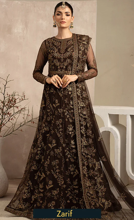 Brown Colour Saree​ For Wedding Guests