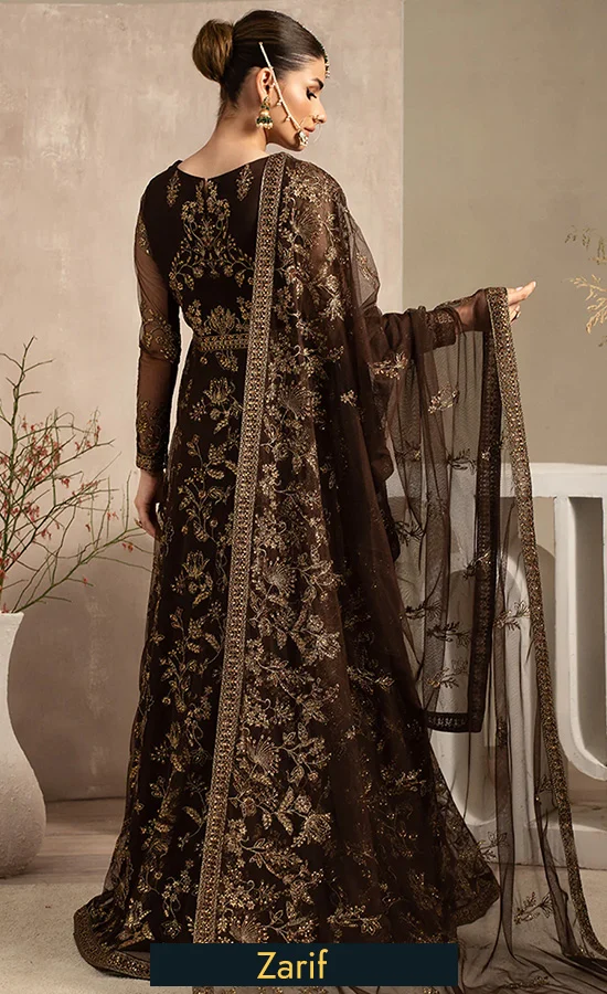 Brown Colour Saree​ For Wedding Guests