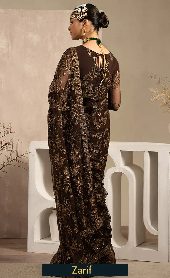 Brown Colour Saree​ For Wedding Guests