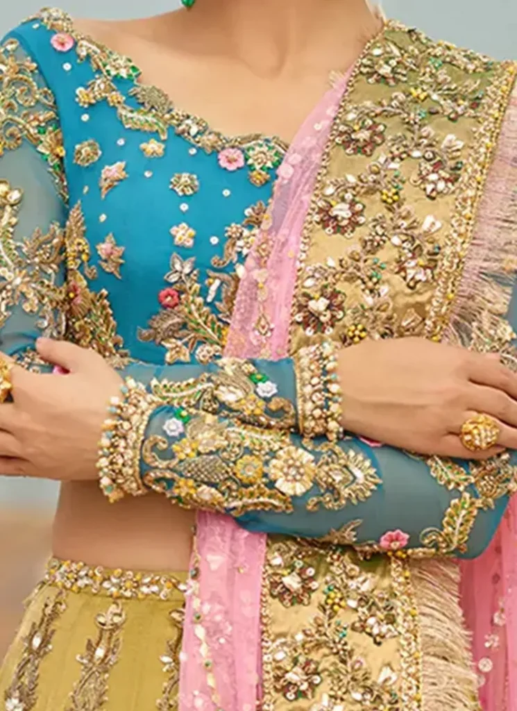 Blue and Yellow Lehenga Choli Video