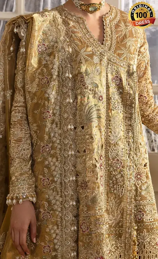 Golden Colour Anarkali Dress For Wedding Guestssa (3)