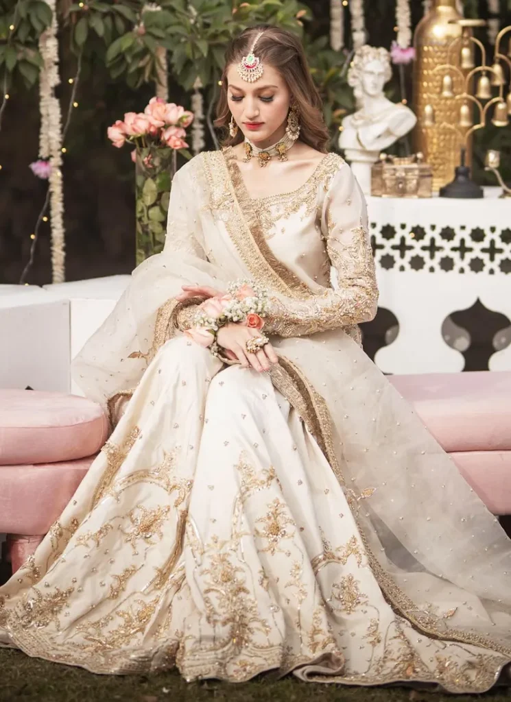 White Gharara for Nikkah Video