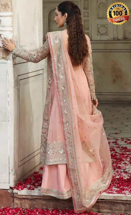 Baroque pink Punjabi suit for wedding guests from the Casabella Collection