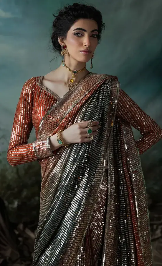 Orange Color Saree​ For Wedding Guests