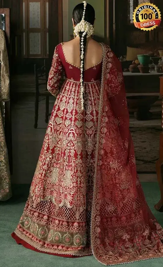 Embroidered maroon Anarkali suit for wedding guests from Reena Volume 3 collection