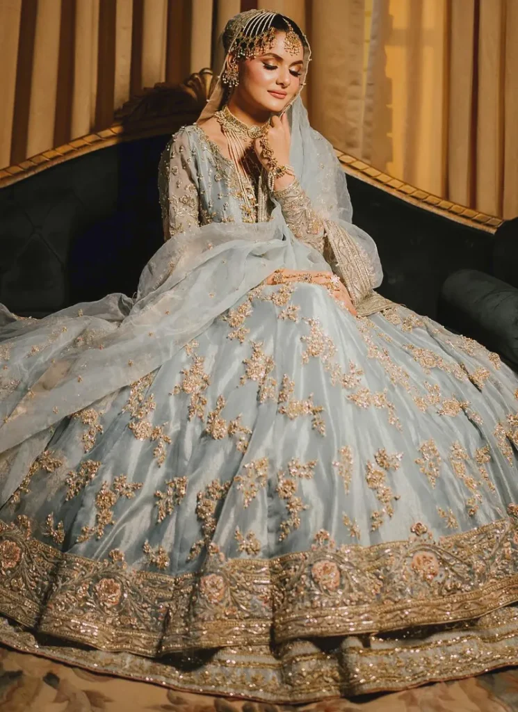 Sky Blue Nikkah Peshwas with Lehenga Video