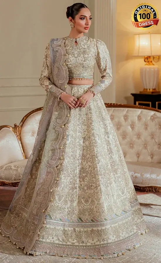 Cream Color Anarkali Suit​ For Wedding Guests