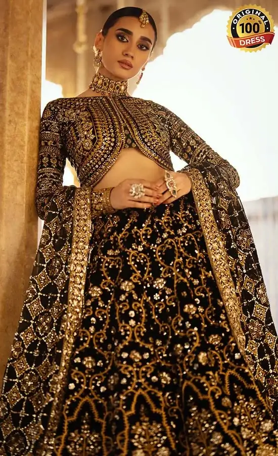 Velvet Choli with Lehenga​ For Wedding Guests