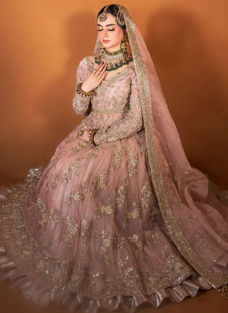 Tea Pink Bridal Peshwas with Lehenga Video