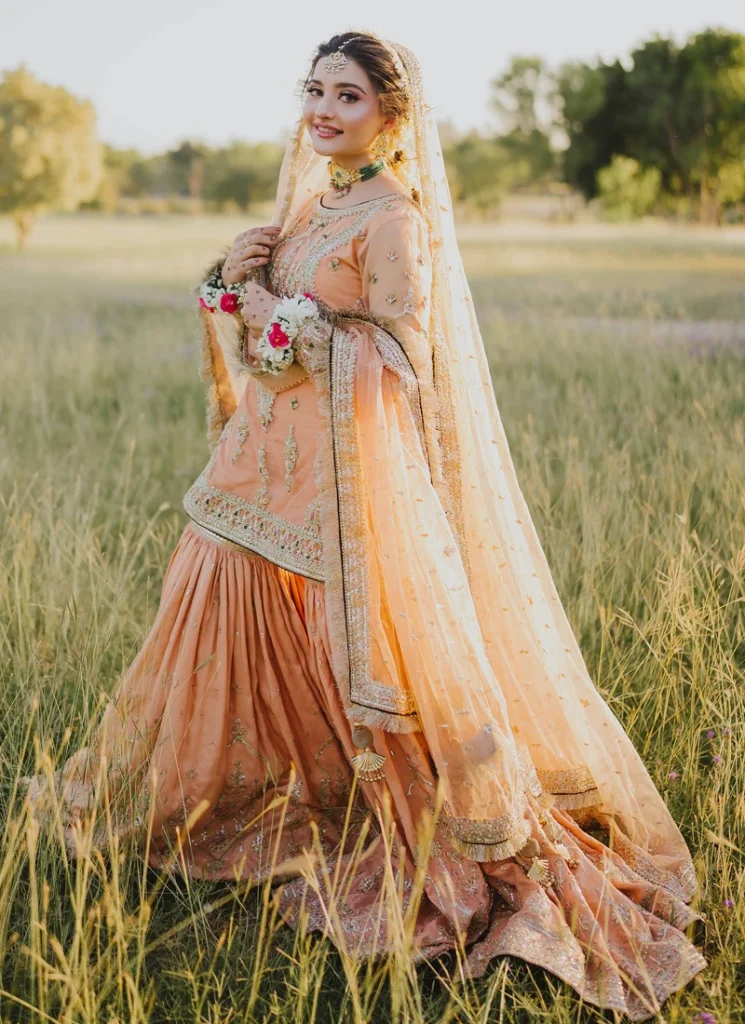 Peach Bridal Farshi Gharara Video