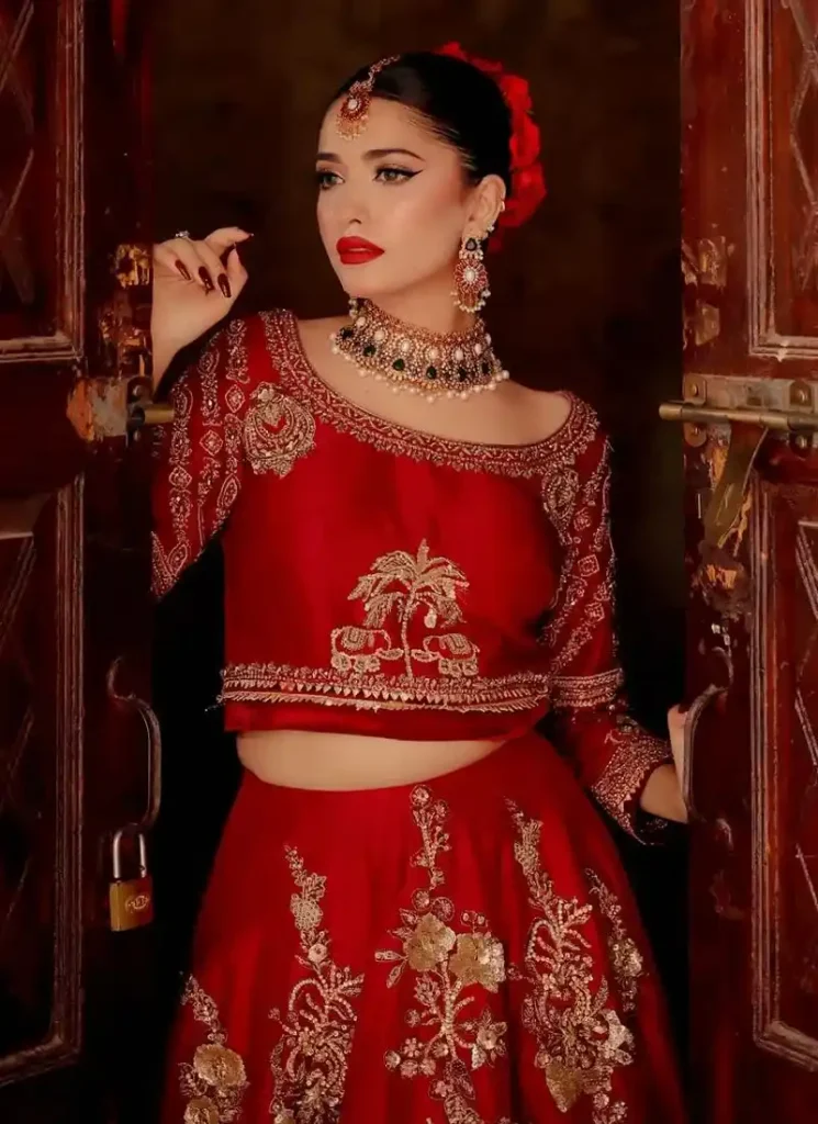 Tissue Silk Bridal Lehenga Choli in Red Video