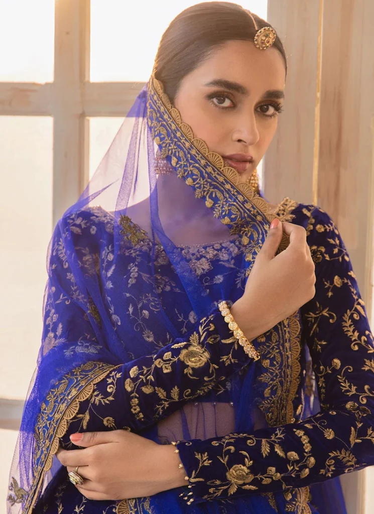 Navy Blue Velvet Bridal Lehenga Choli Video