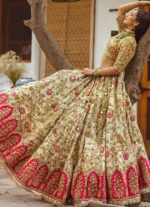 Gold and Pink Bridal Lehenga