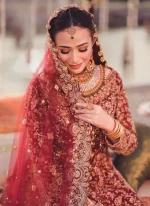 Red and Orange Farshi Lehenga with Trail Video