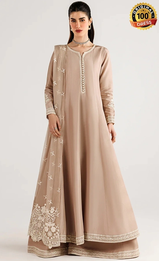 Floral Salwar Kameez For Wedding Guests Floral Ramen silk salwar kameez with hand embroidery, kiran lace and tassel details