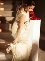 White Bridal Saree with Gold Zardozi Video