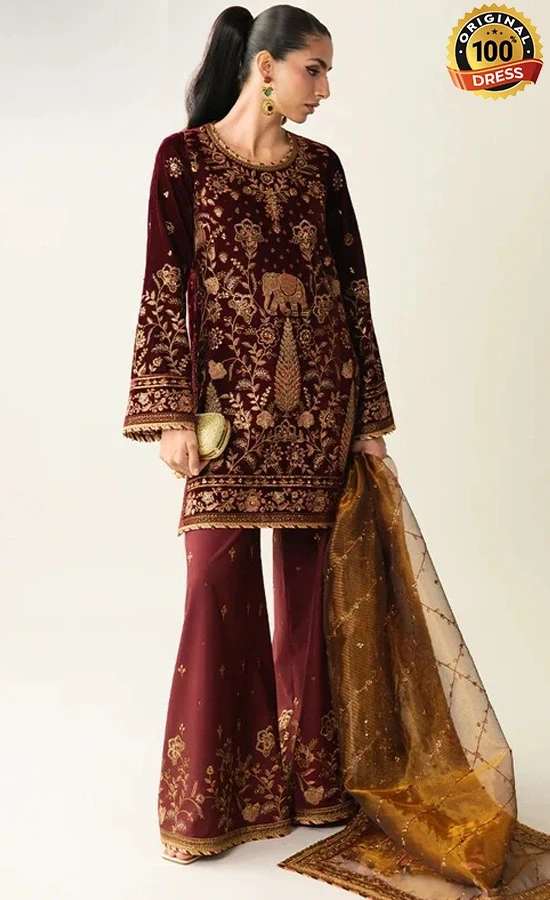 Embroidered Velvet - AJULM-07 (3) Embroidered Velvet - AJULM-07 (3)