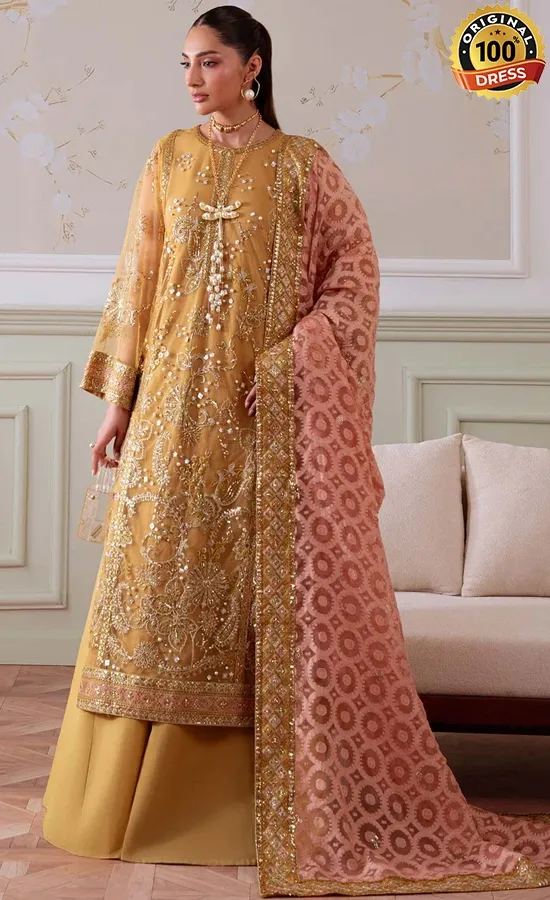 Nureh Embroidered Net NEL-81 Dress (1) Nureh Embroidered Net NEL-81 Dress (1)