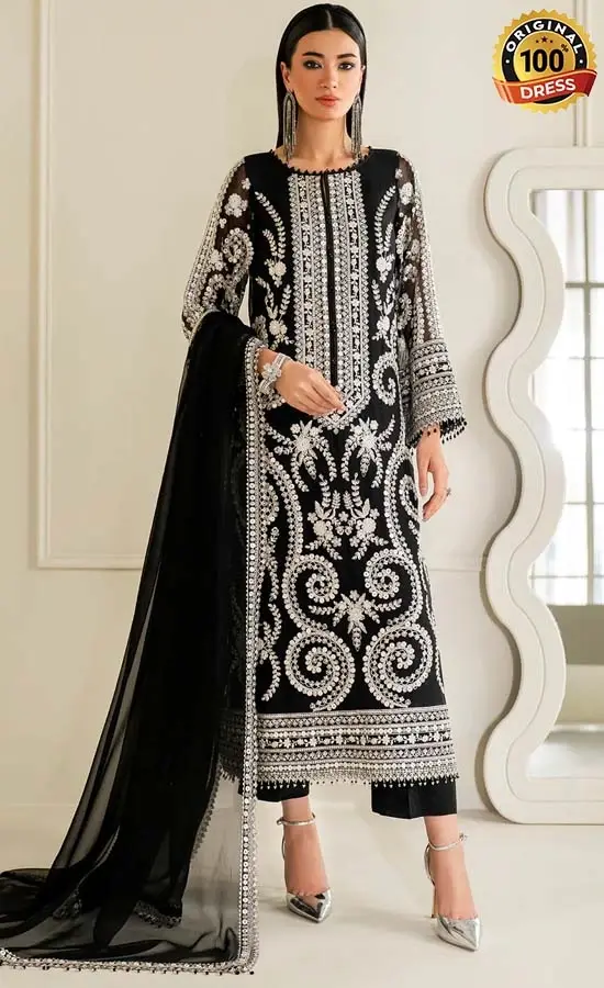 Baroque PK Embroidered Chiffon UF-4158 Dress (2)