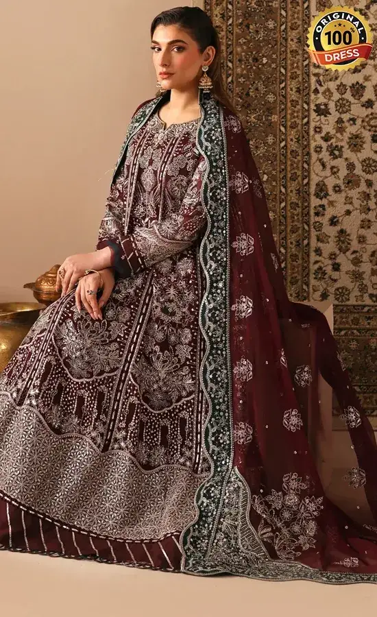 Jazmin Embroidered Chiffon Qabita Dress (4)