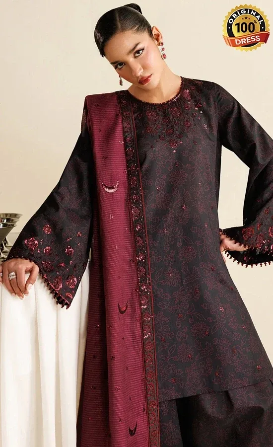 Jazmin Embroidered Raw Silk UR-7068 Dress (3)