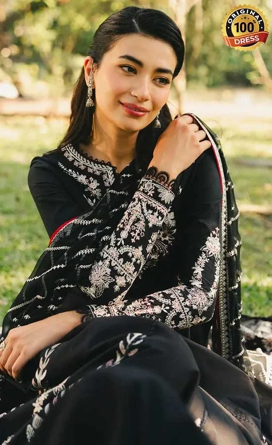 Afrozeh Embroidered Dyed Lawn Parizaad Dress (1)