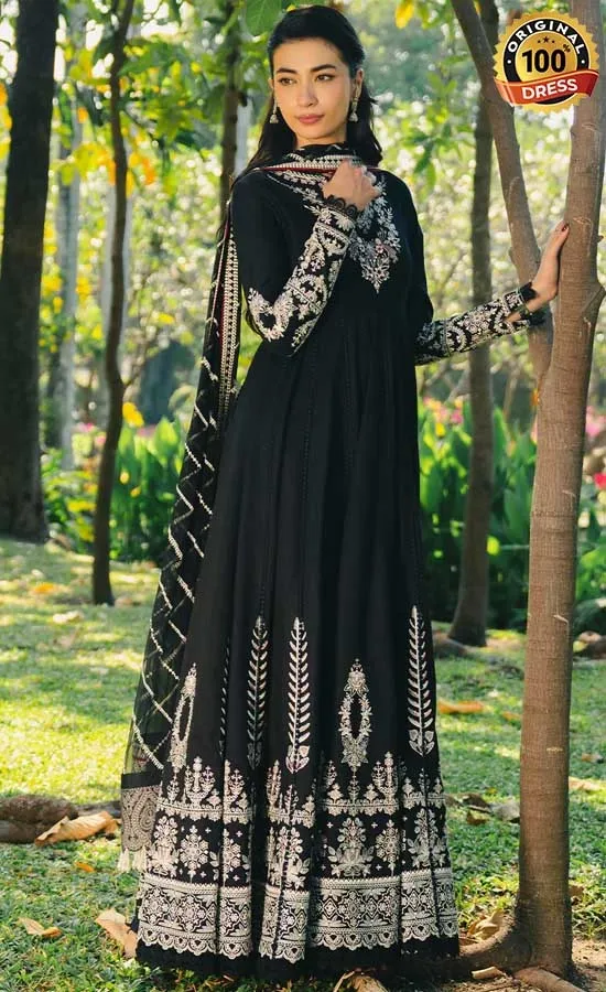 Afrozeh Embroidered Dyed Lawn Parizaad Dress (2)
