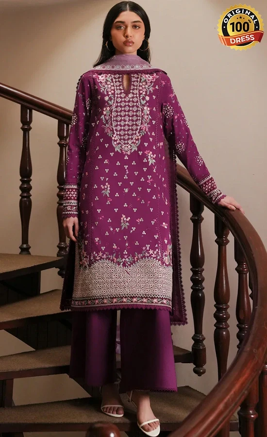 Afrozeh PK Embroidered Printed Lawn Lilace Dress (1) Afrozeh PK Embroidered Printed Lawn Lilace Dress (1)