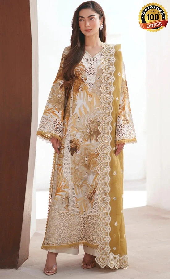 Embroidered Printed Lawn Calyra Dress (3)