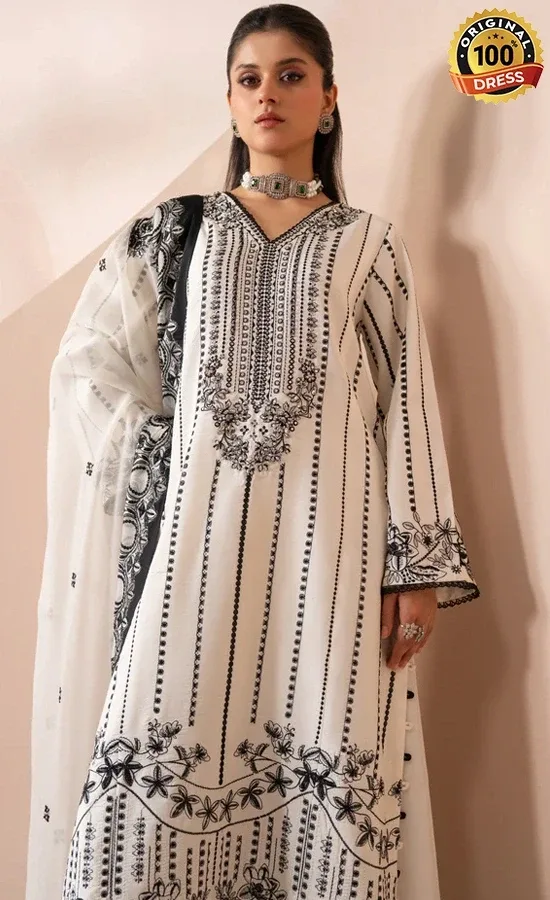 Jazmin Embroidered Rawsilk Omavi Dress (4)