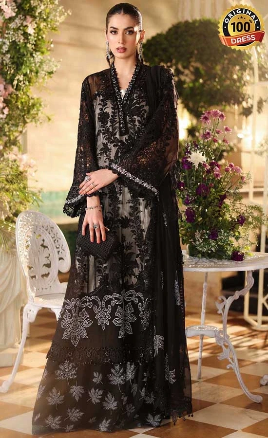Maria B Embroidered Organza MPC-26-101-Black Dress (2) Maria B Embroidered Organza MPC-26-101-Black Dress (2)