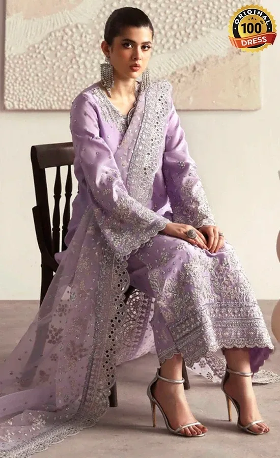 Akbar Aslam Embroidered Silk Champagne Dress (3)