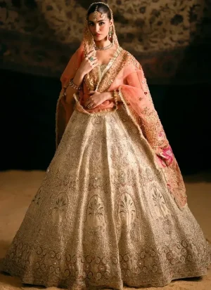 Ali Xeeshan ivory lehenga with pure hand embroidery and elegant bridal embellishments