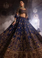 Peacock Bridal Lehenga Choli in Navy Blue Video