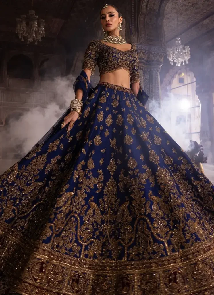 Peacock Bridal Lehenga Choli in Navy Blue Video