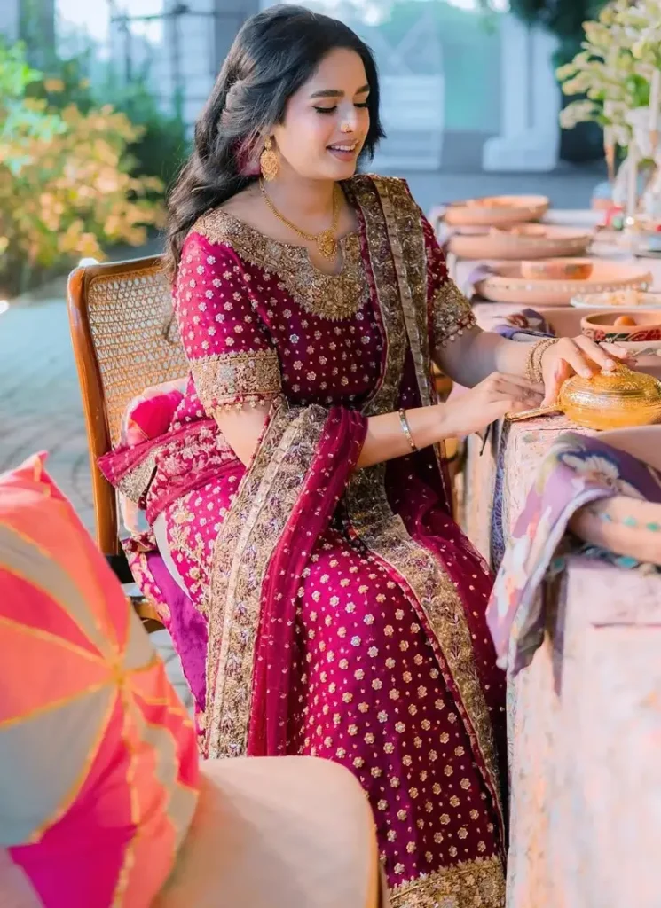 Plum Wedding Guest Dress with Gold Zardozi Video