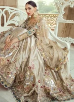 Champagne Walima Lehenga Choli with Scalloped Teal Hem Video
